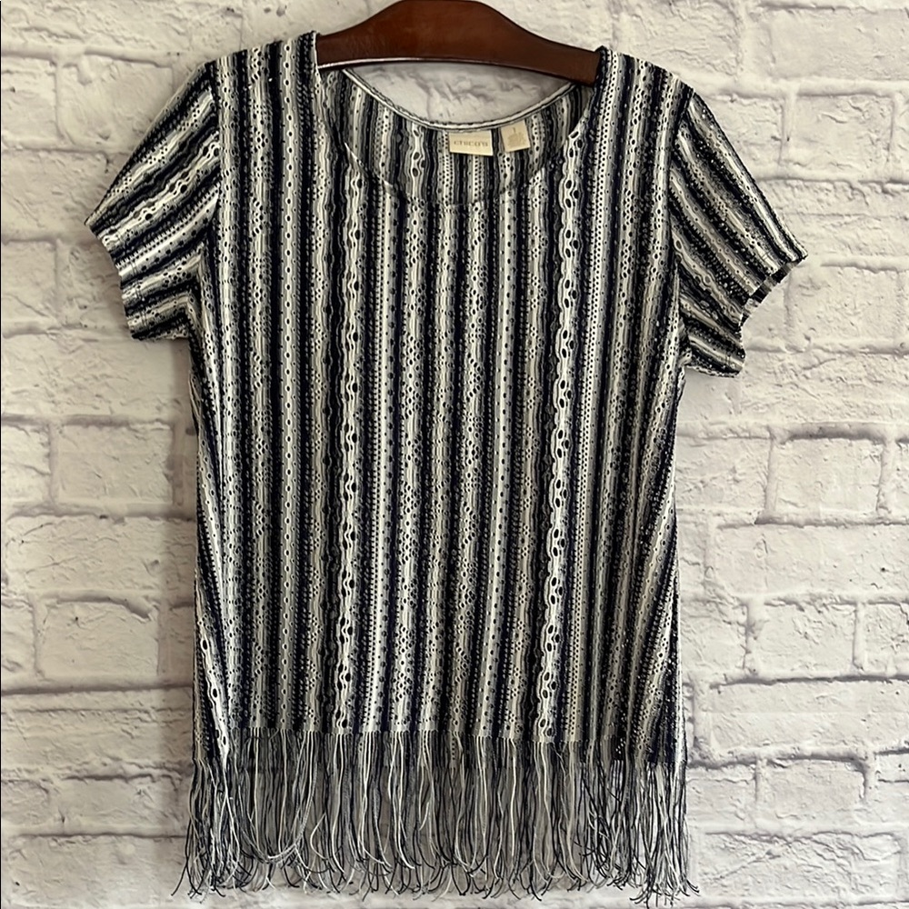 Striped Fringe Hem Top